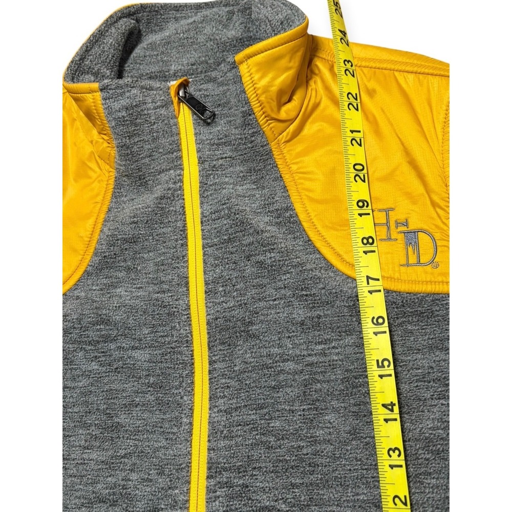 Harley-Davidson Womens Gray Fleece Yellow Quilted Shoulder Zip Jacket Medium - Picture 8 of 8